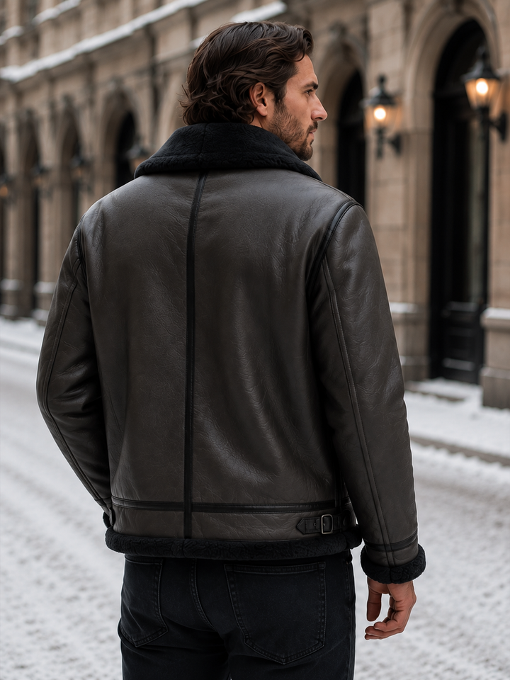 Avenrick | Men’s Faux Shearling-Lined Aviator Jacket