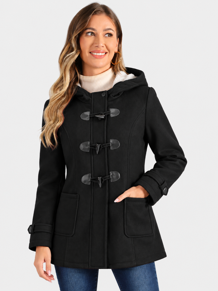 Valdoria | Women's Long Warm Hooded Duffle Coat