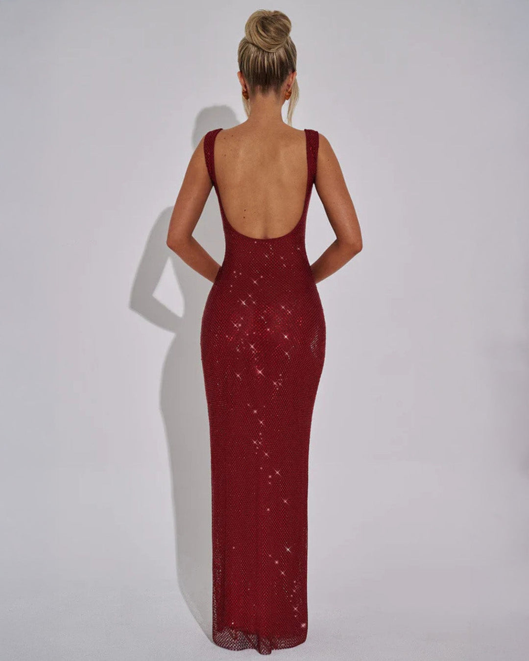 Lumirelle | Women's Embellished Evening Gown – Elegant Square-Neck Floor-Length Maxi Dress 5