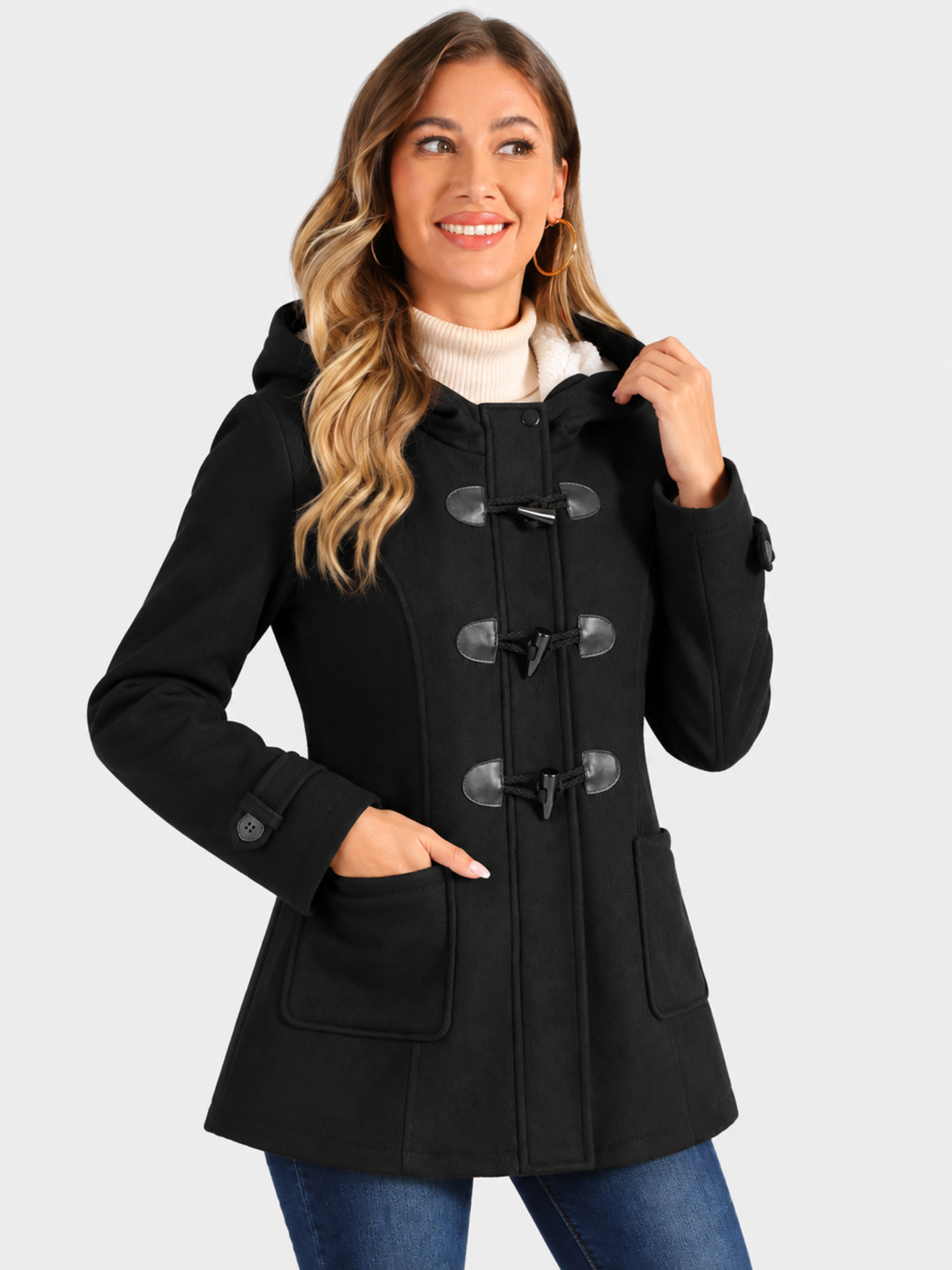 Valdoria | Women's Long Warm Hooded Duffle Coat