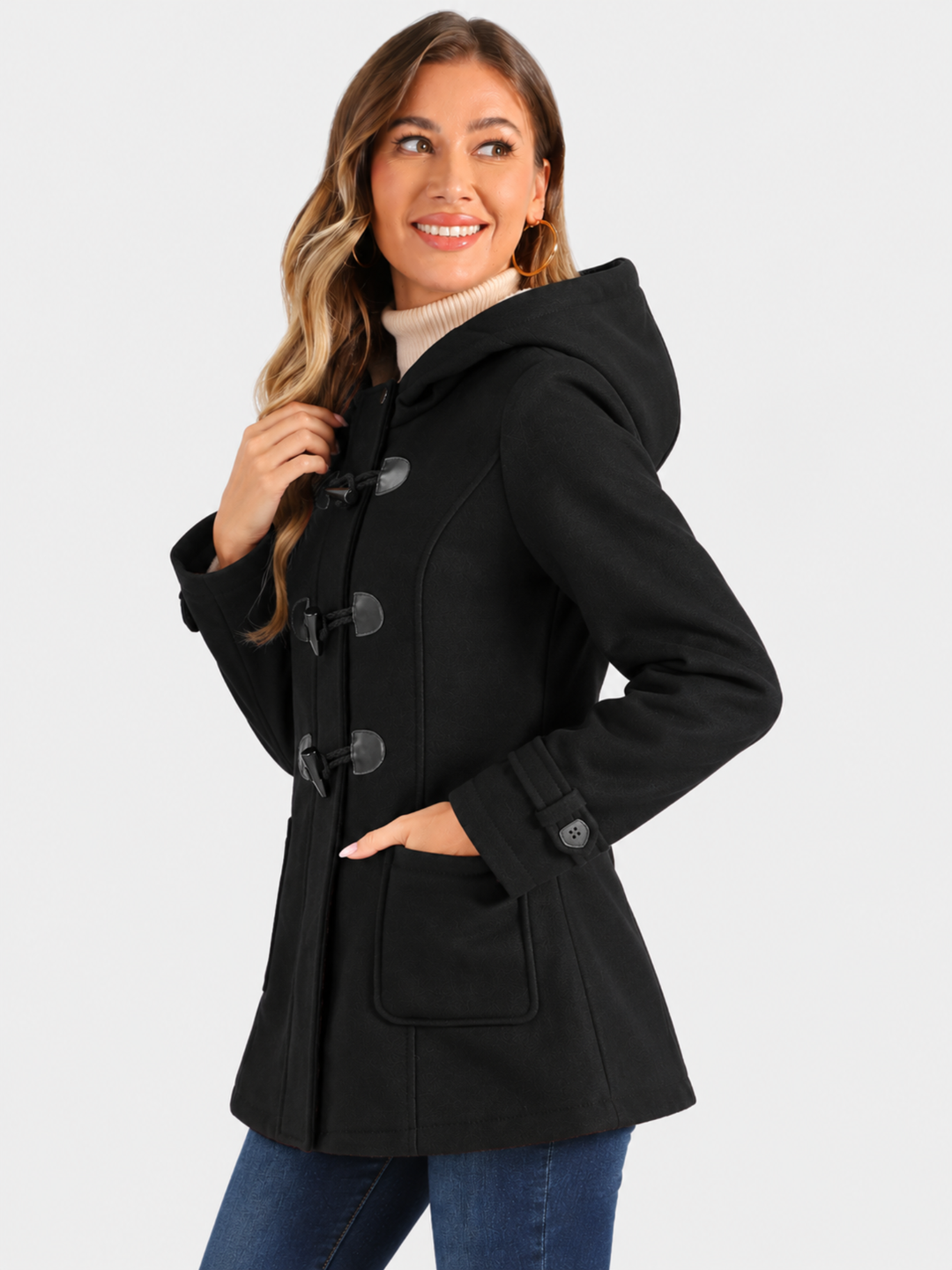 Valdoria | Women's Long Warm Hooded Duffle Coat