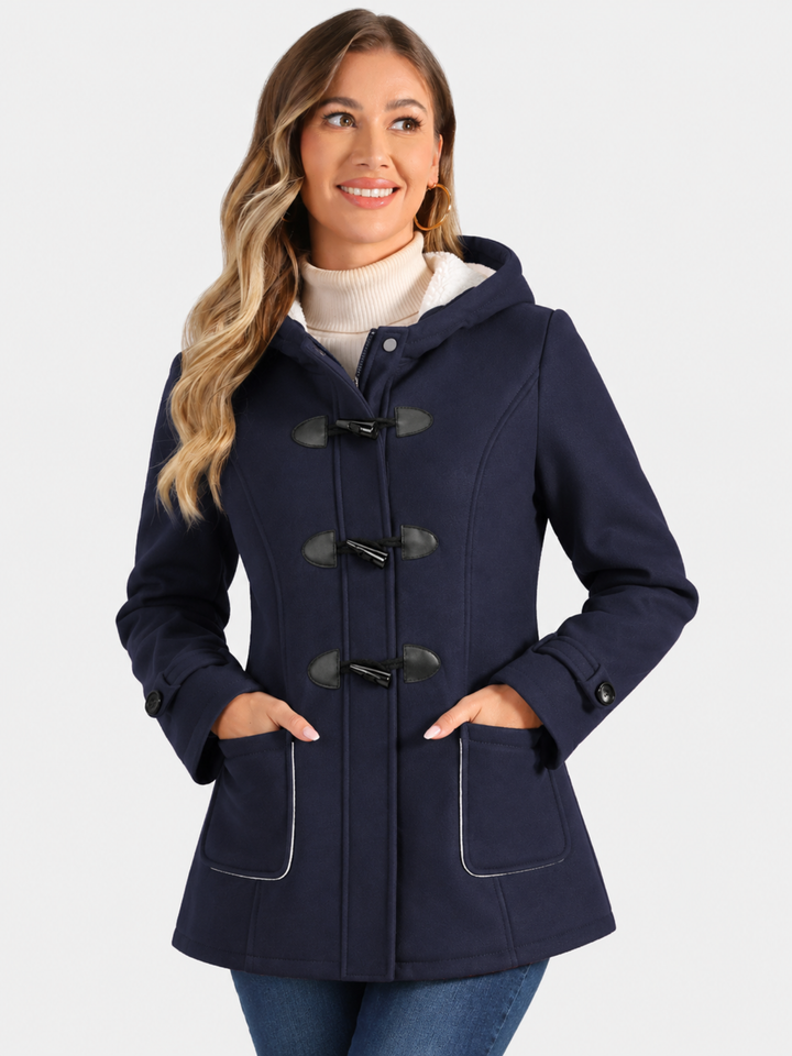 Valdoria | Women's Long Warm Hooded Duffle Coat