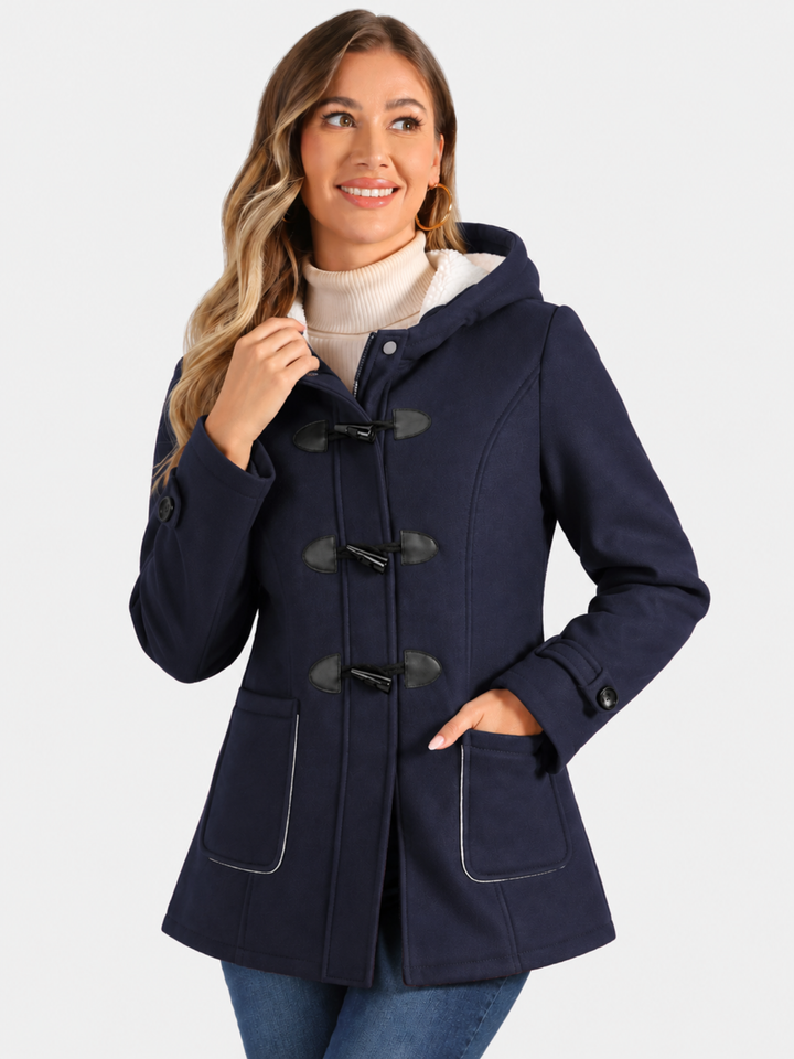 Valdoria | Women's Long Warm Hooded Duffle Coat