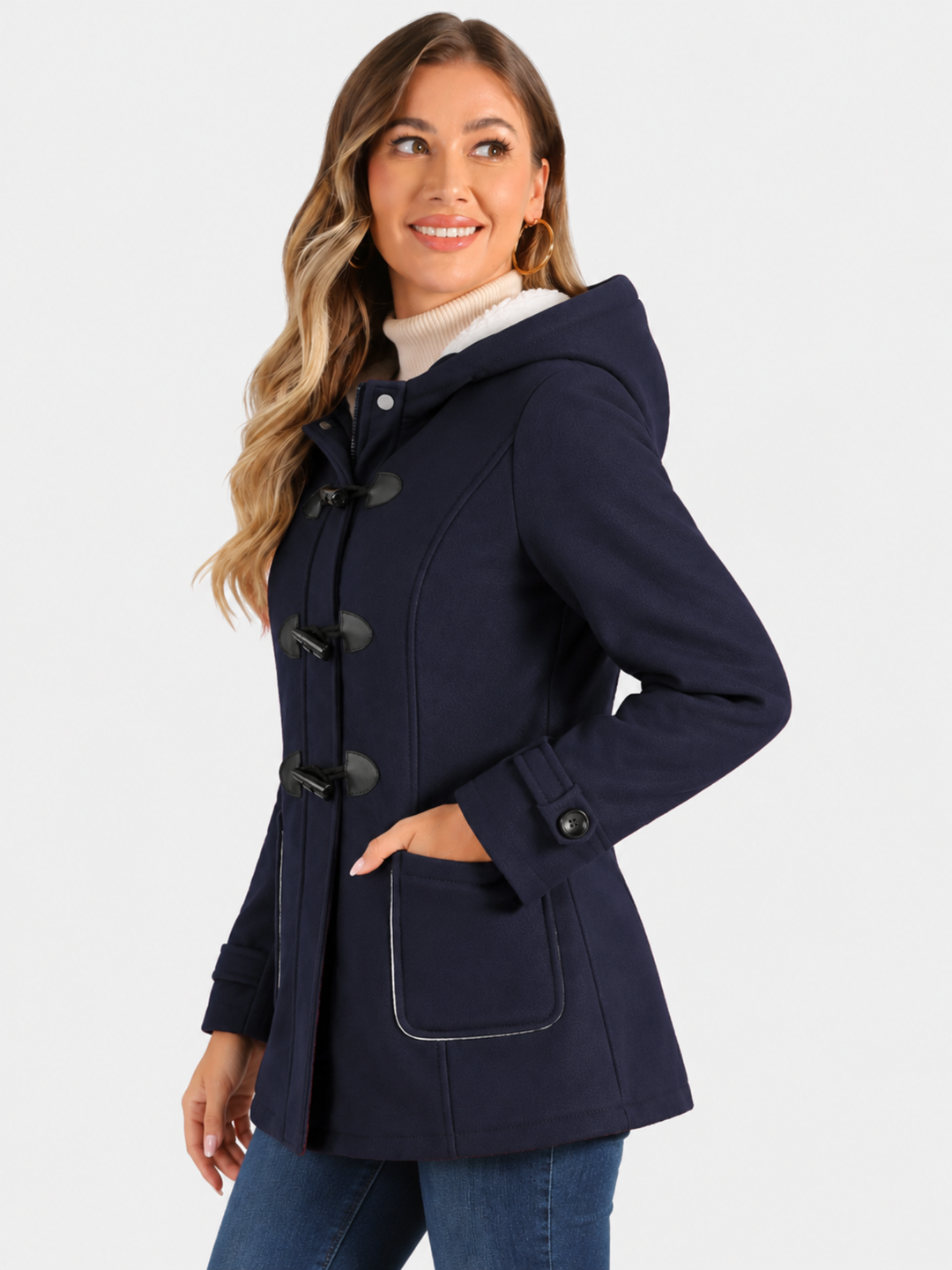 Valdoria | Women's Long Warm Hooded Duffle Coat
