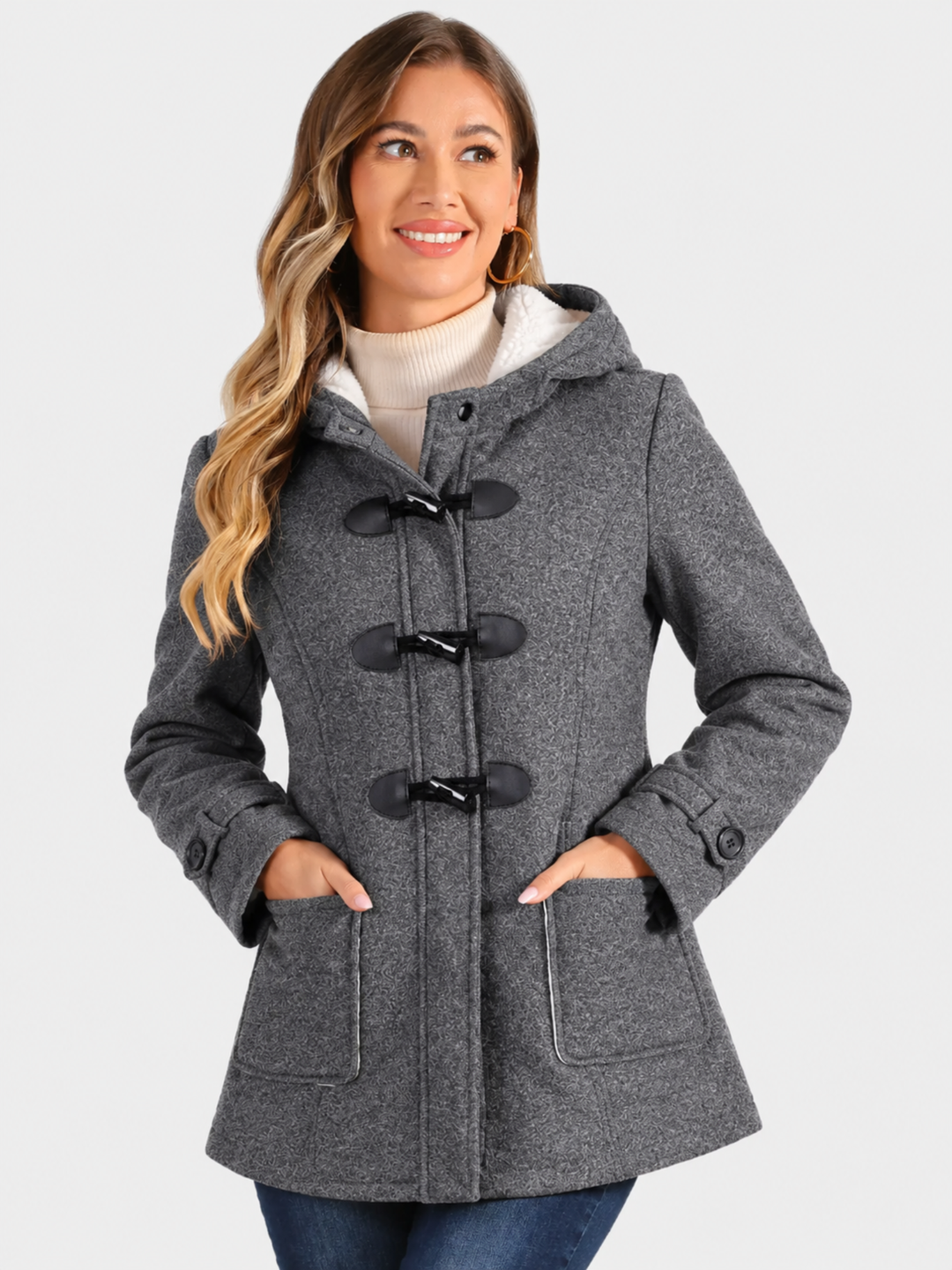 Valdoria | Women's Long Warm Hooded Duffle Coat