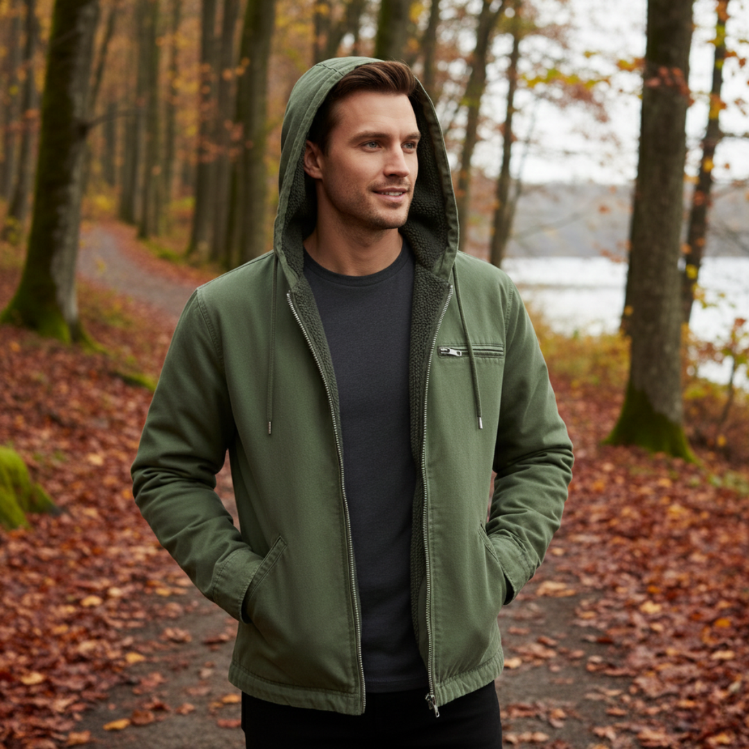 Roventon | Men’s Vintage Fleece-Lined Hooded Jacket