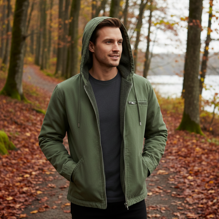 Roventon | Men’s Vintage Fleece-Lined Hooded Jacket