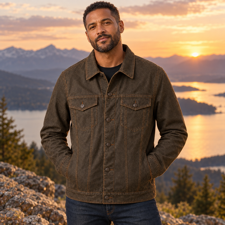 Brackenford | Men's Water-Resistant Waxed Cotton Trucker Jacket