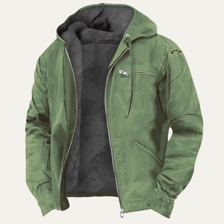 Roventon | Men’s Vintage Fleece-Lined Hooded Jacket