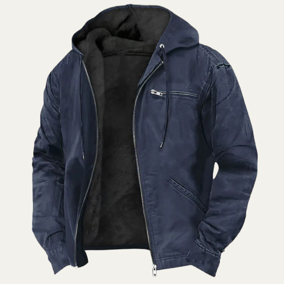 Roventon | Men’s Vintage Fleece-Lined Hooded Jacket