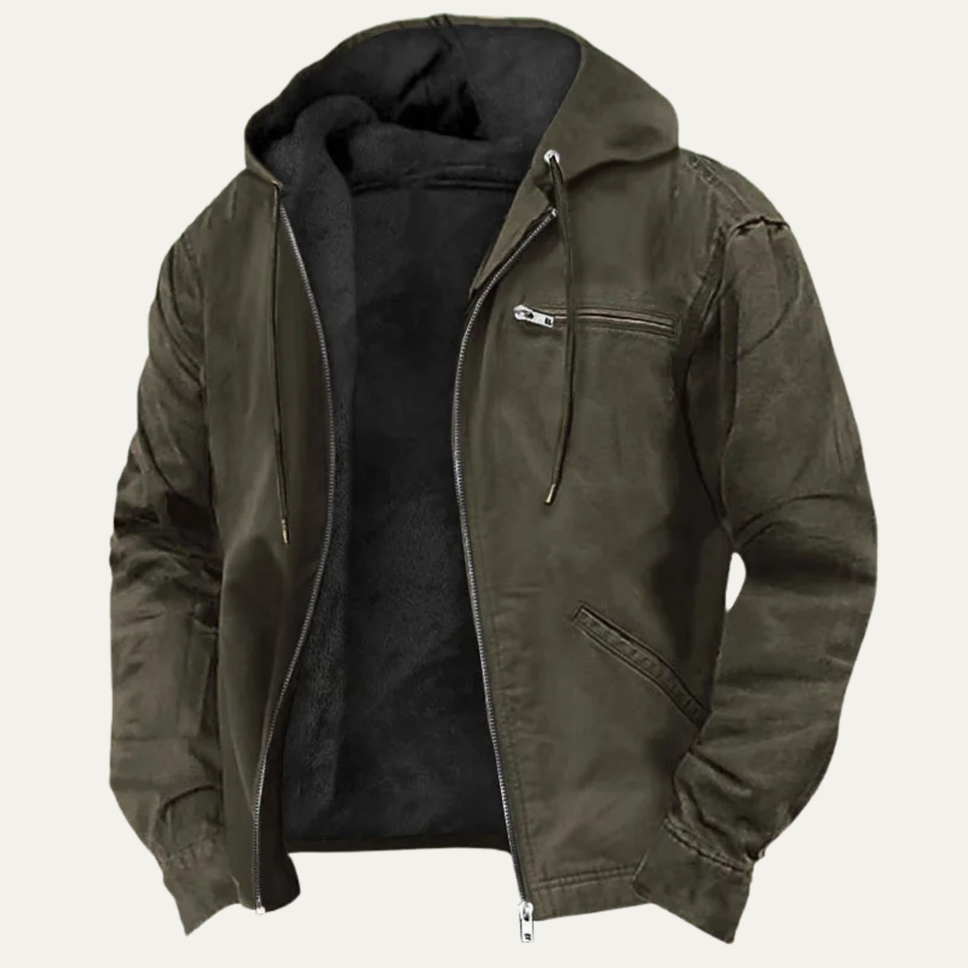 Roventon | Men’s Vintage Fleece-Lined Hooded Jacket