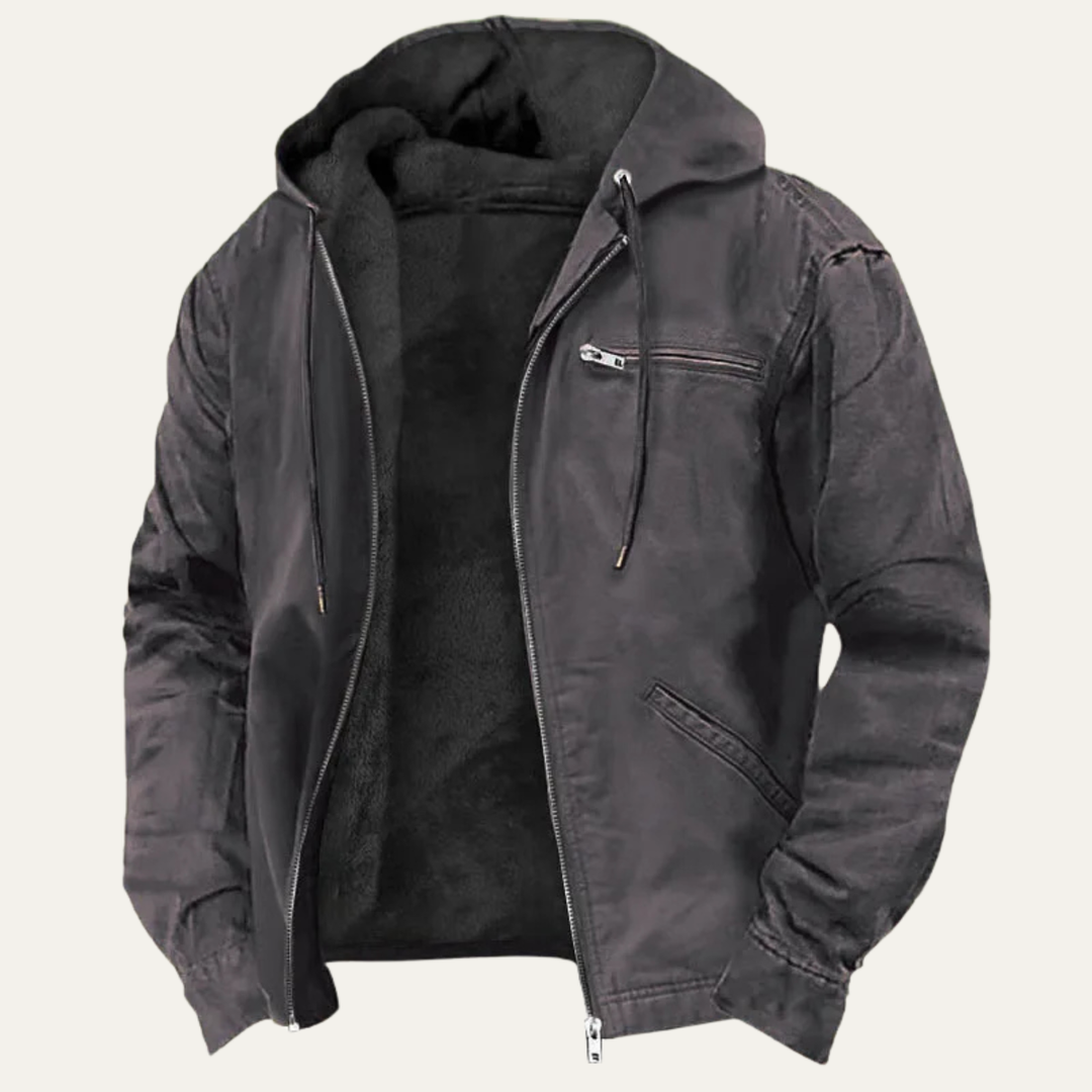 Roventon | Men’s Vintage Fleece-Lined Hooded Jacket