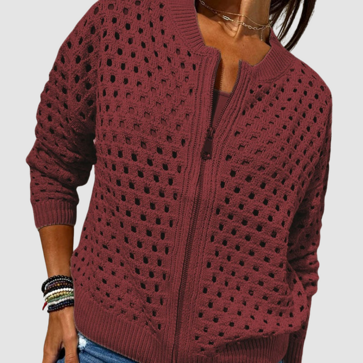 Elvessaine | Women's Elegant Lightweight Zip-Up Knitted Cardigan 6