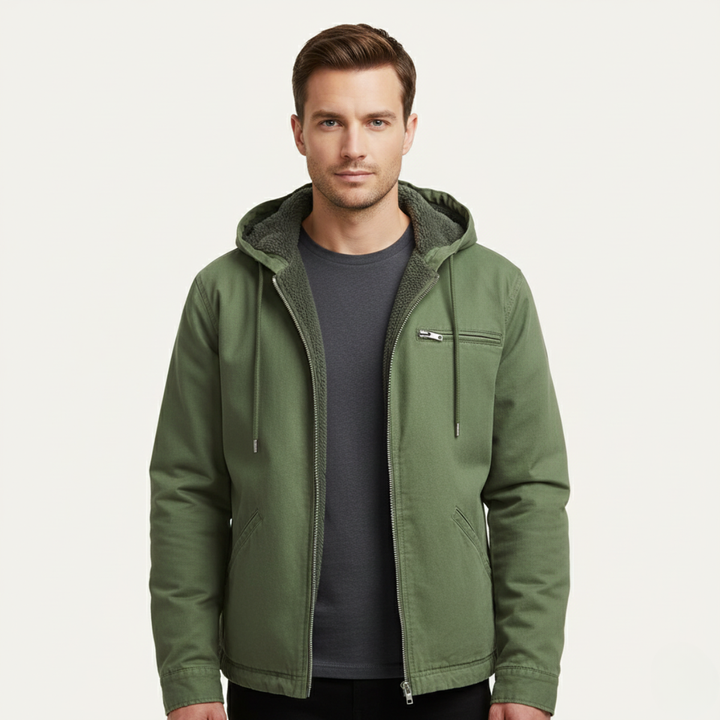 Roventon | Men’s Vintage Fleece-Lined Hooded Jacket