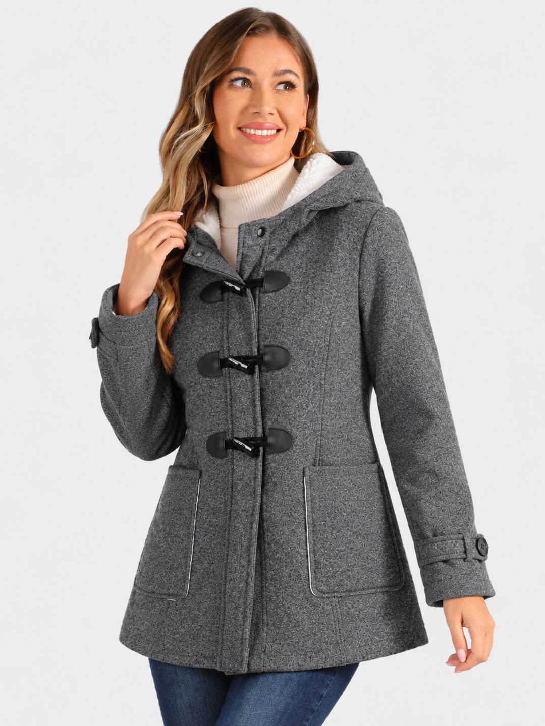 Valdoria | Women's Long Warm Hooded Duffle Coat