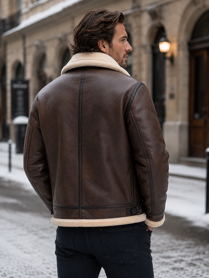 Avenrick | Men’s Faux Shearling-Lined Aviator Jacket