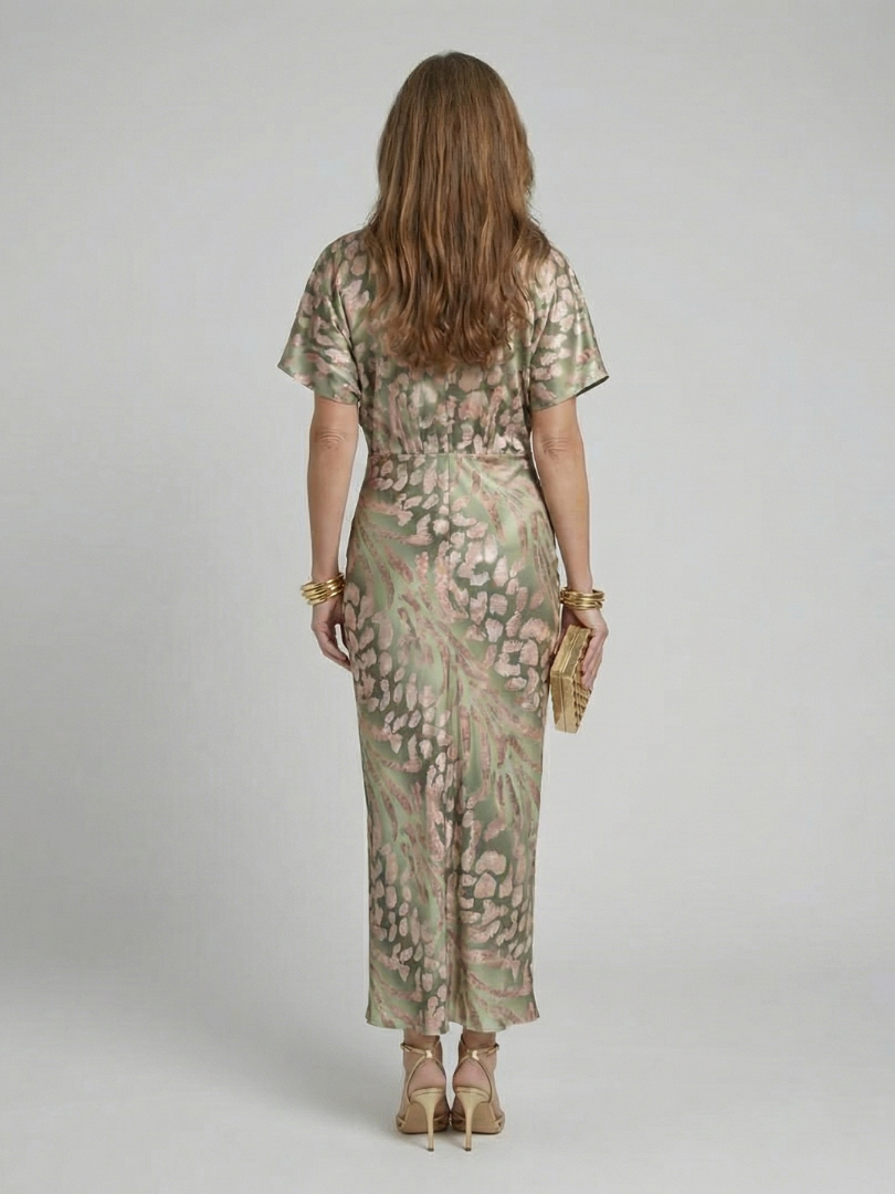 Avelmira | Women's Elegant Abstract Print Twist Waist Midi Dress 5