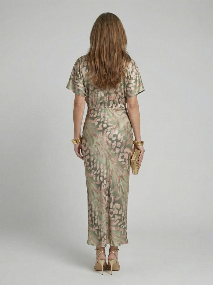 Avelmira | Women's Elegant Abstract Print Twist Waist Midi Dress 5