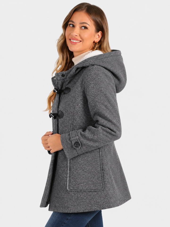 Valdoria | Women's Long Warm Hooded Duffle Coat