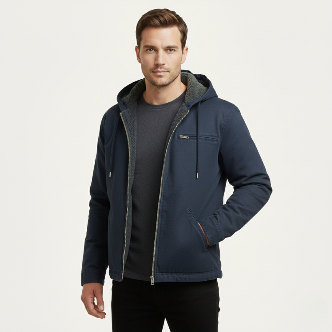Roventon | Men’s Vintage Fleece-Lined Hooded Jacket