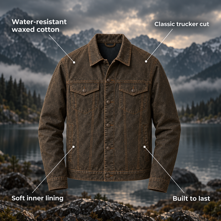 Brackenford | Men's Water-Resistant Waxed Cotton Trucker Jacket