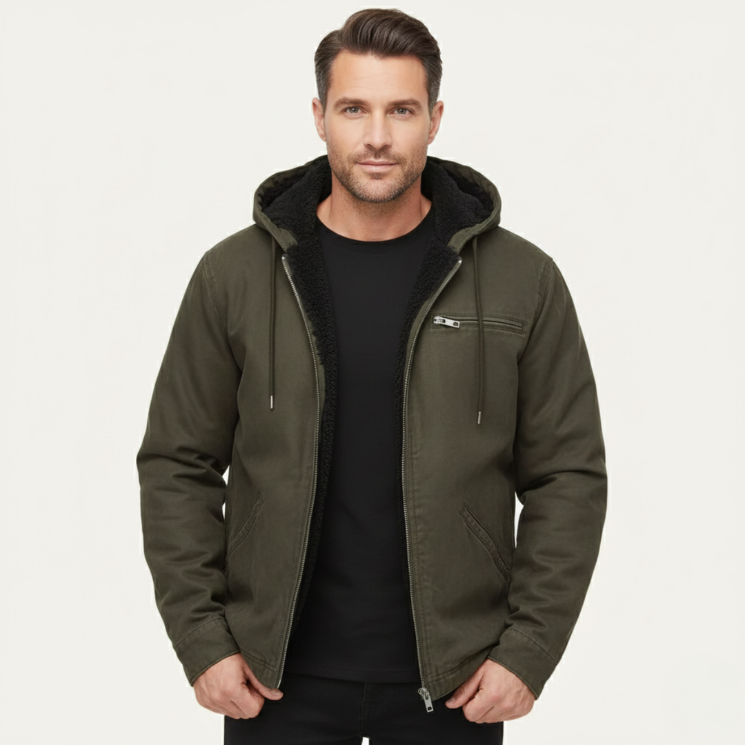 Roventon | Men’s Vintage Fleece-Lined Hooded Jacket