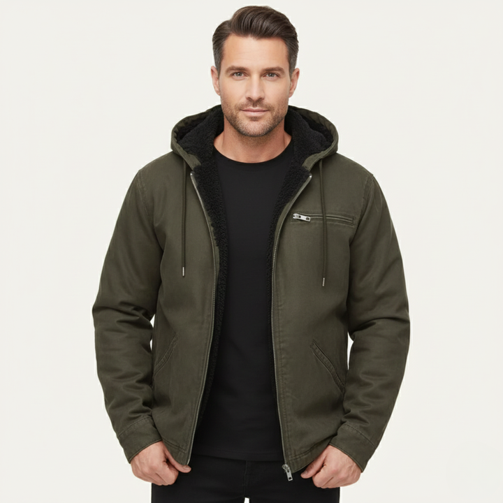 Roventon | Men’s Vintage Fleece-Lined Hooded Jacket