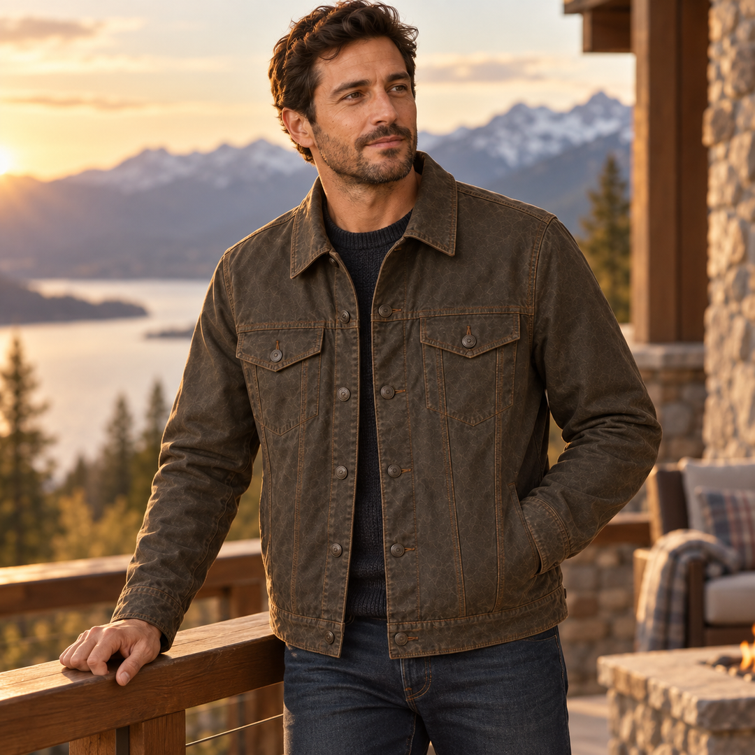 Brackenford | Men's Water-Resistant Waxed Cotton Trucker Jacket