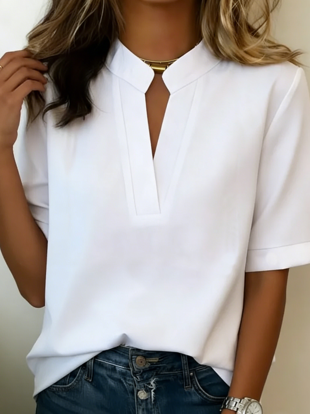 Elovique | Women's Elegant V-Neck Blouse – Lightweight Flowing Top 8