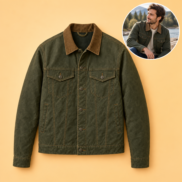 Brackenford | Men's Water-Resistant Waxed Cotton Trucker Jacket