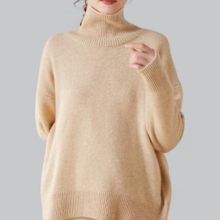 Auremira | Women's Luxury Pure Cashmere Oversized Turtleneck Sweater 9