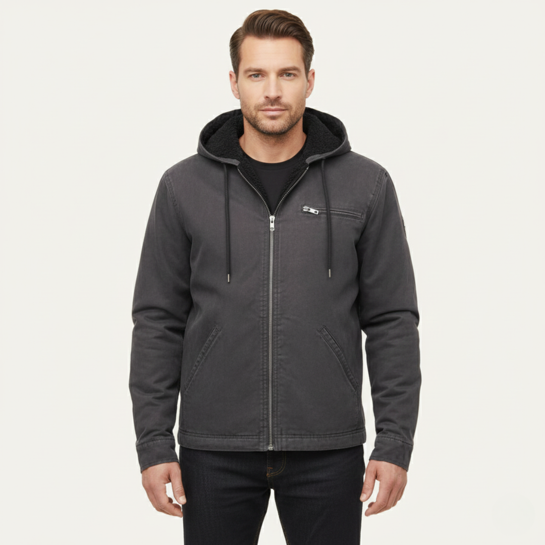 Roventon | Men’s Vintage Fleece-Lined Hooded Jacket