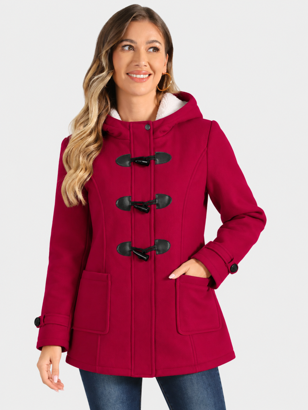 Valdoria | Women's Long Warm Hooded Duffle Coat