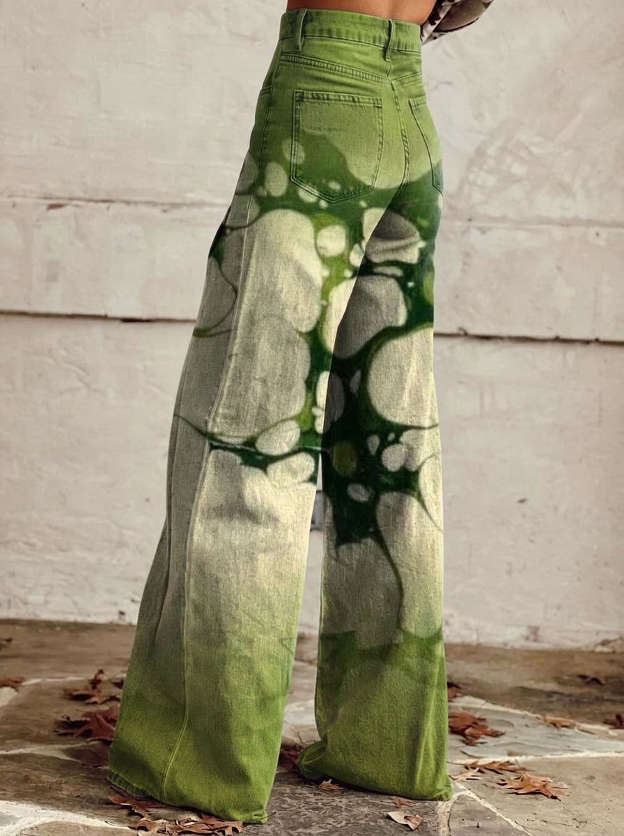 Aurevia | Women’s Abstract Print Wide-Leg Trousers