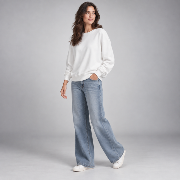Coselina | Women's Oversized Crew Neck Sweatshirt – Relaxed Drop-Shoulder Casual Pullover 1