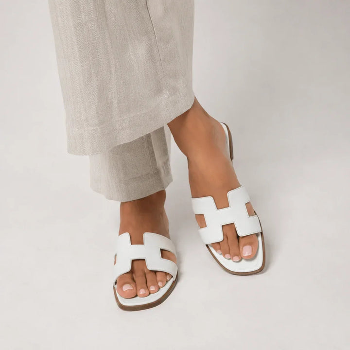 Calivora | Women's Genuine Leather H-Strap Comfort Slide Sandals 3