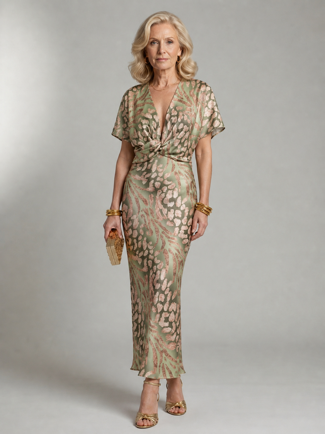Avelmira | Women's Elegant Abstract Print Twist Waist Midi Dress 2
