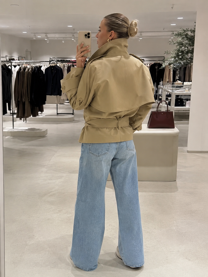 Cressmont | Women's Cropped High-Neck Tailored Trench Jacket 2