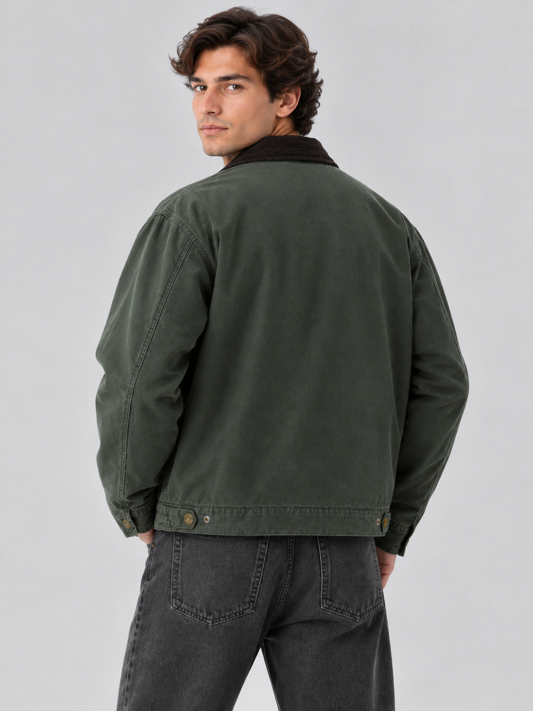 Braventon | Men’s Classic Canvas Barn Jacket with Corduroy Collar