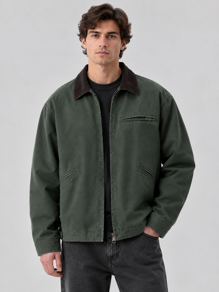 Braventon | Men’s Classic Canvas Barn Jacket with Corduroy Collar