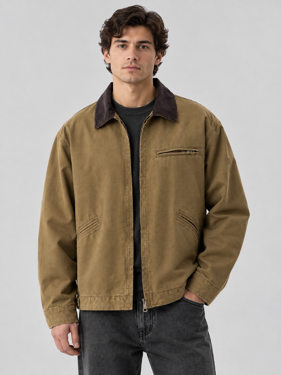 Braventon | Men’s Classic Canvas Barn Jacket with Corduroy Collar