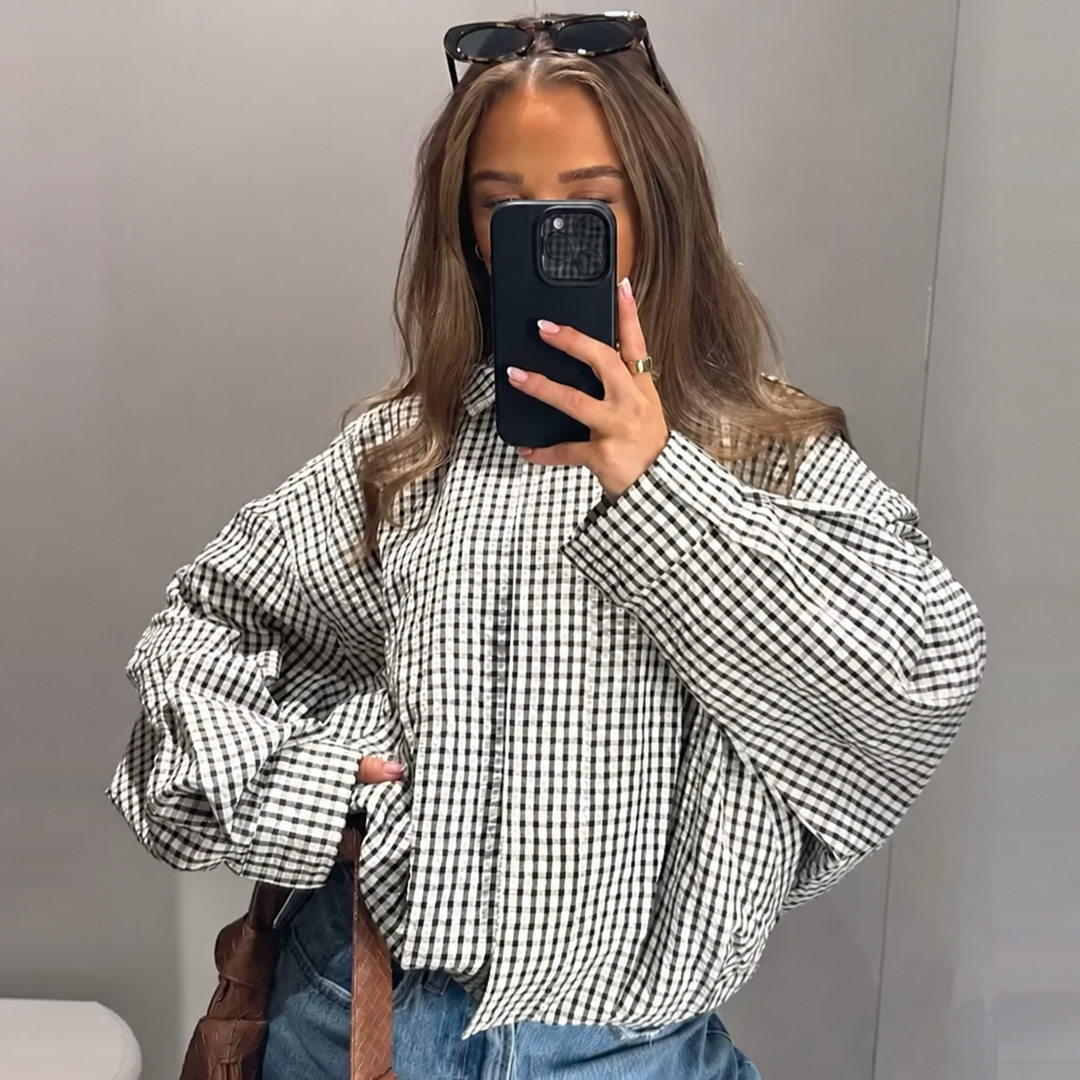 Corvellae | Women's Cropped Plaid Check Zip-Up Bomber Jacket 6