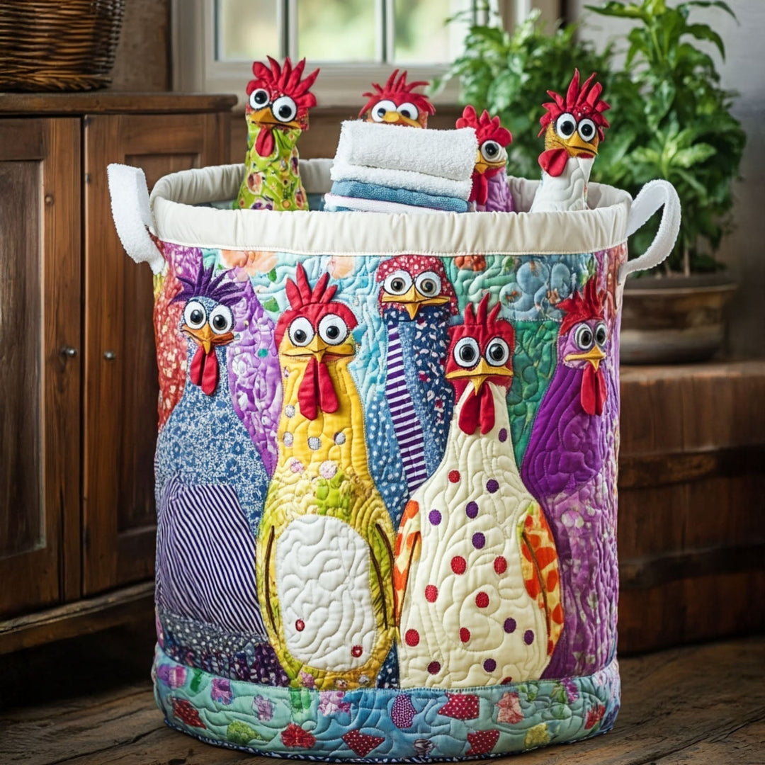 Quilavine | Decorative Quilted Laundry Basket with Canvas Handles – Foldable Fabric Storage Hamper 1