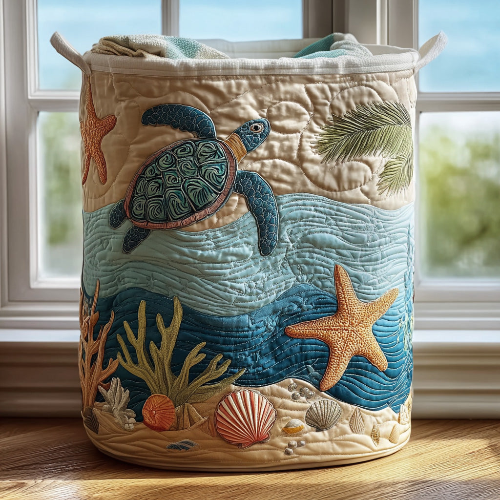 Homelisse | Decorative Quilted Laundry Basket with Handles – Foldable Fabric Storage Hamper 1