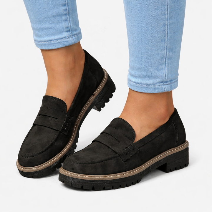 Suvella | Women's Orthopaedic Suede-Look Block Heel Loafers