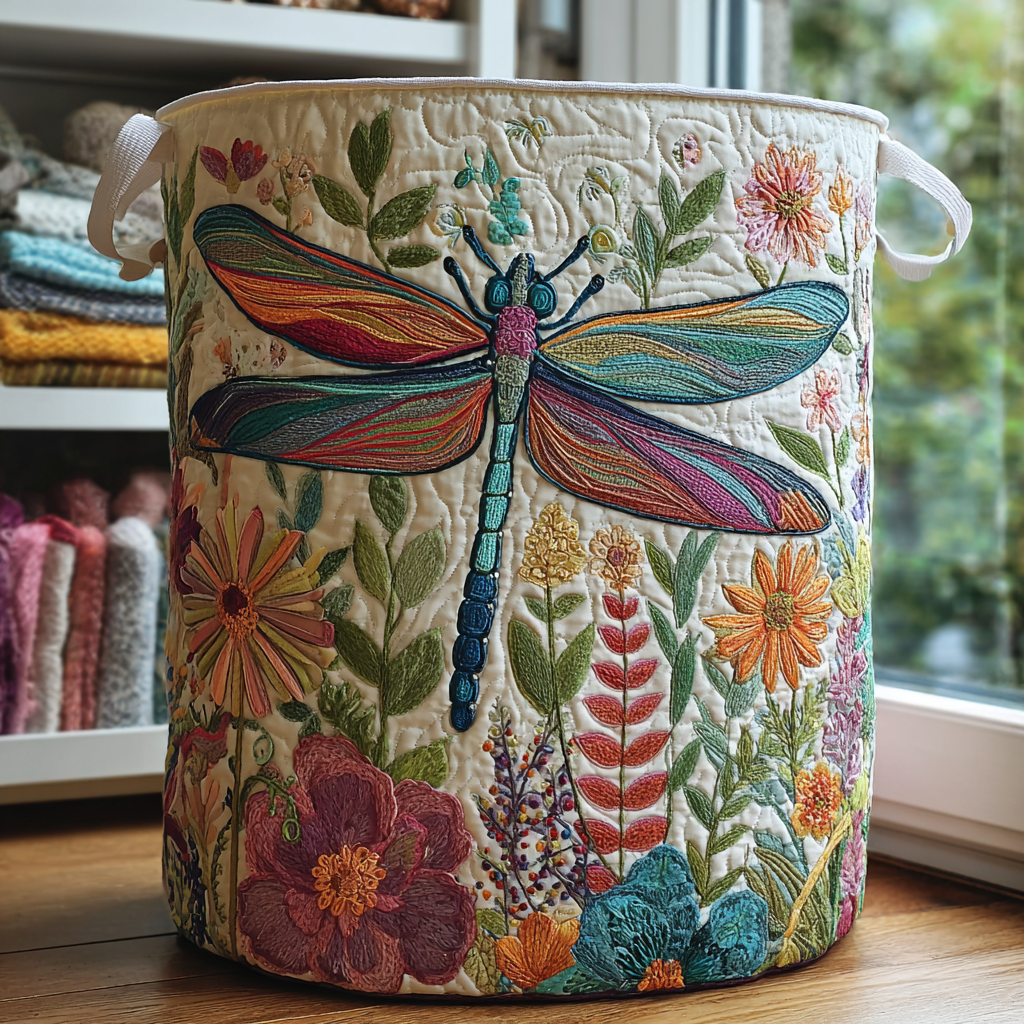 Quilenora | Decorative Quilted Laundry Basket with Handles – Foldable Fabric Storage Hamper 1