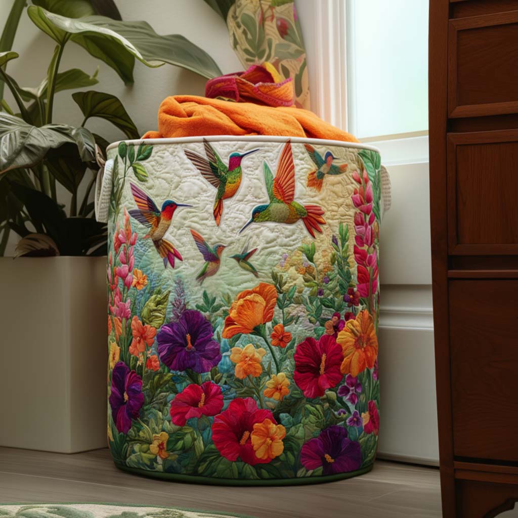 Quilmelle | Decorative Quilted Laundry Basket with Canvas Handles – Foldable Fabric Storage Hamper 1