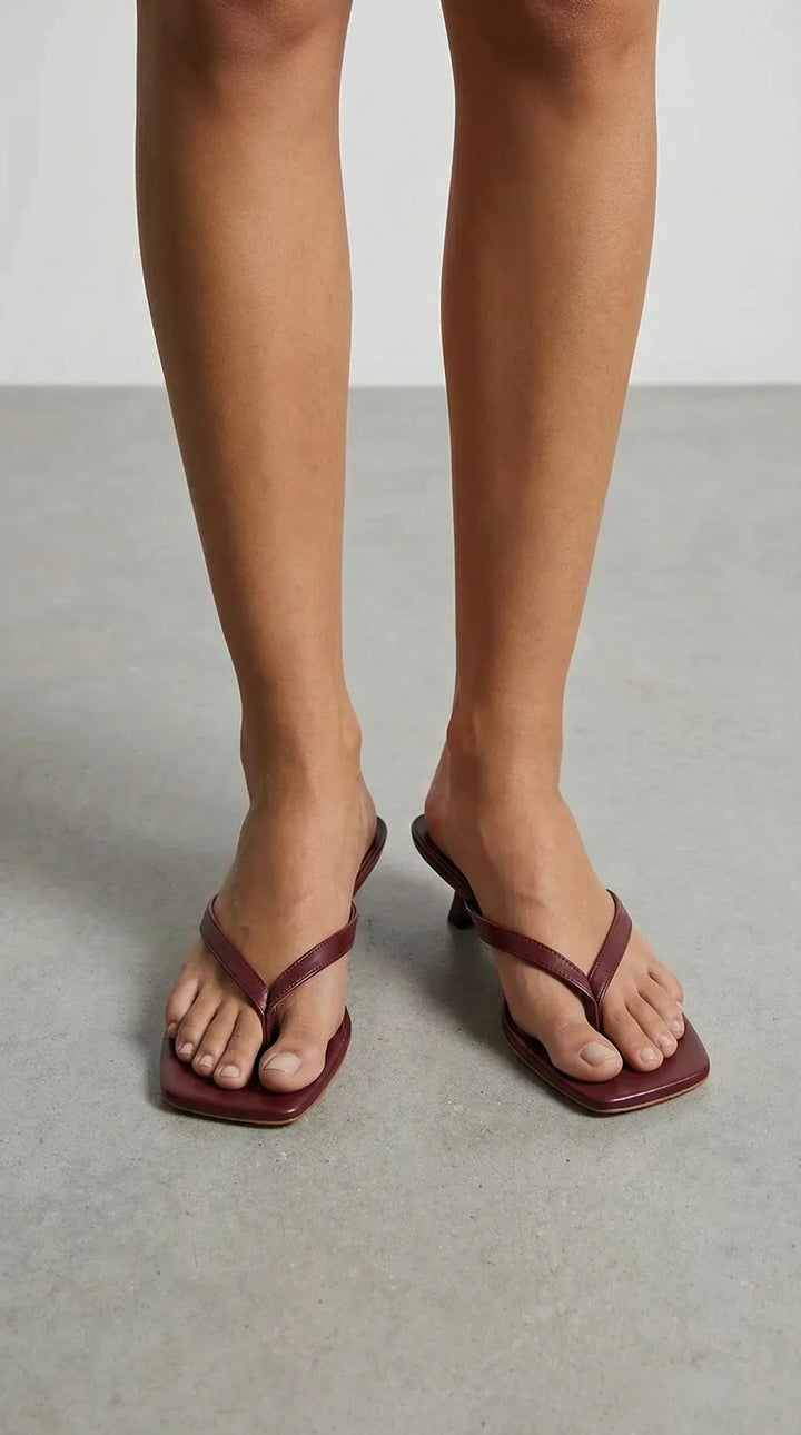 Luvienne | Women's Strappy Square-Toe Kitten Heel Mule Sandals 6