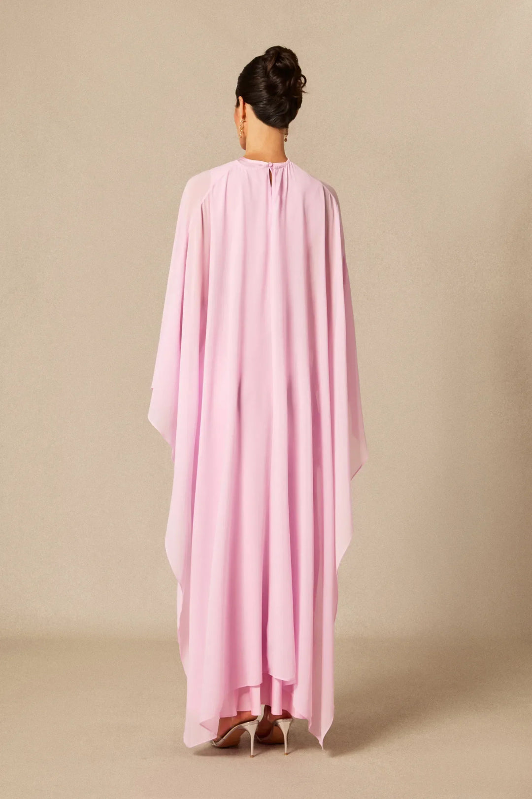 Auralisse | Women's Elegant Batwing Cape Satin-Effect Maxi Dress 11