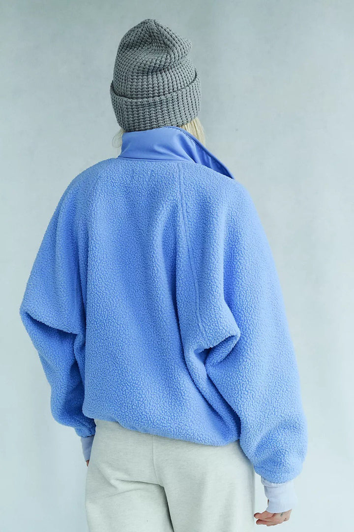 Norvellae | Women's Cropped Sherpa Fleece Jacket with Stand Collar 6